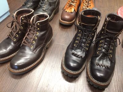 White’s ブーツ4足のコバ磨き・仕上げ直し｜修理事例