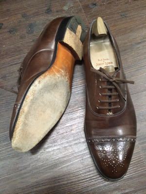 John Lobb ストレートチップのつま先革当て補修｜修理事例