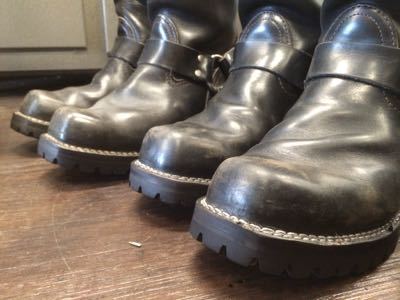 WESCO ハーネスブーツ2足のコバ仕上げ直し｜修理事例