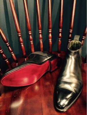 Crockett & Jones サイドゴアブーツのレザーオールソール｜修理事例