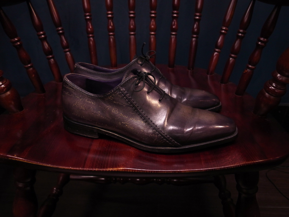 Berluti ソールのつま先を革で補修 4