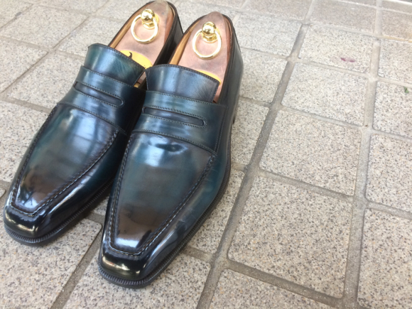Berluti ベルルッティ キャメルからネイビーブルーへ染め直し 2