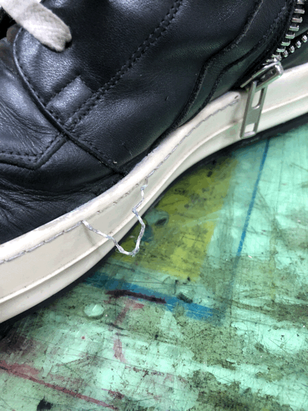 RICK OWENS リックオウエンス レザースニーカー ソールステッチ補修 1