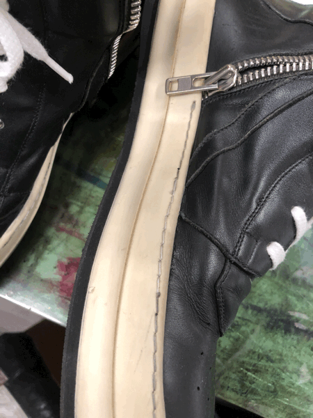 RICK OWENS リックオウエンス レザースニーカー ソールステッチ補修 3