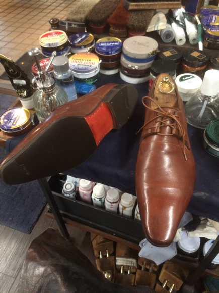 Santoni レザーオールソール・ハーフラバー補強 2